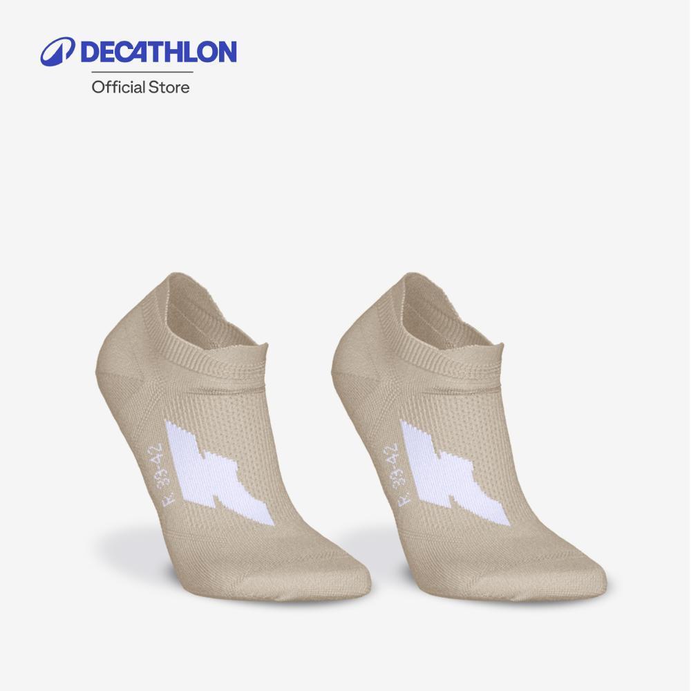 Decathlon Pack Of 2 Pairs Thin Invisible Running Socks ถุงเท้าวิ่งข้อสั้น รุ่น Run 500 1 แพ็ค 2 คู่ - Beige/White