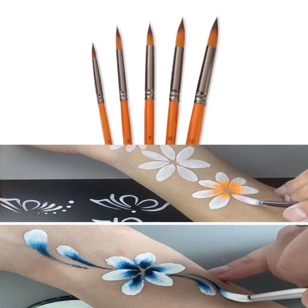Body Face Paint Brush Gradient Nylon Row Pen Pingfeng Oblique Peak Oblique Front Hook Line Flower Pe