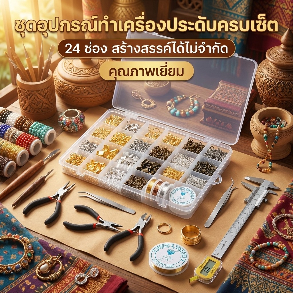 เซตใหญ่ ชุดเครื่องมือทําเครื่องประดับ DIY คีม ตะขอเกลียว ชุดกล่องตะขอ ทำต่างหู สร้อยคอ งานฝีมือ