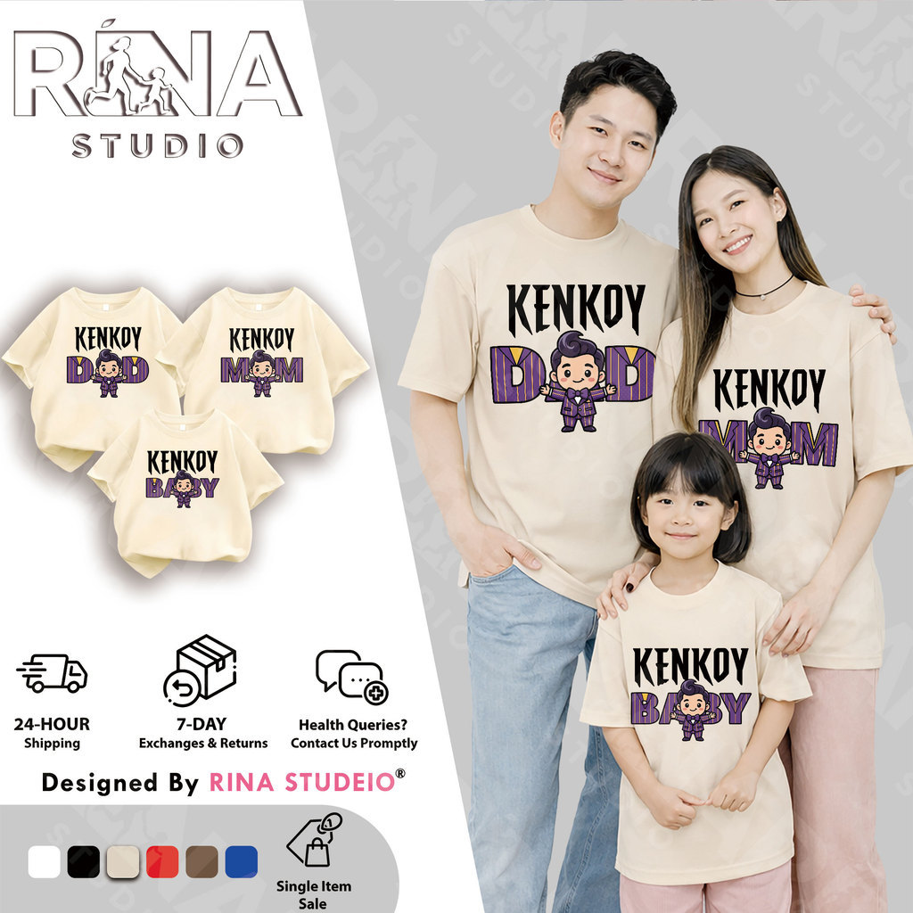 RINA STUDIO Kenkoy เสื้อยืดลําลองสําหรับพ่อแม่และลูก