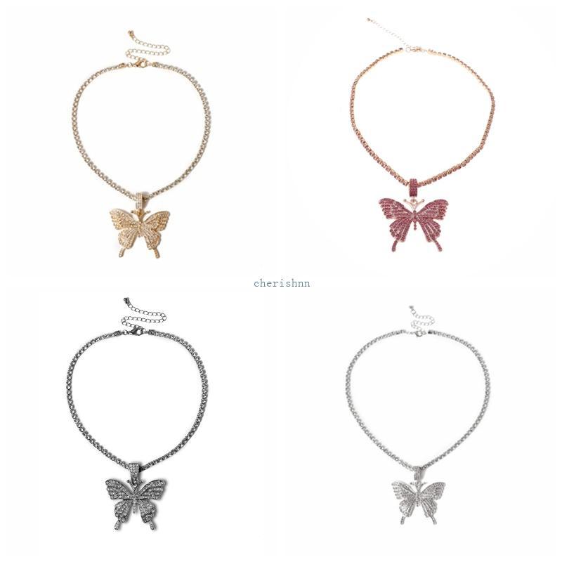 CH* Fully Iced Out Crystal Pave สําหรับสร้อยคอผีเสื้อ 3D สําหรับจี้ผีเสื้อ Nec