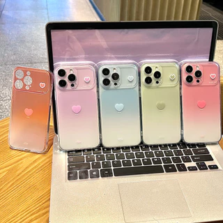 เคส Vivo V70 V60 Lite V50 V40 Y200 5G เคสใสรูปหัวใจ กันกระแทก เคสสีไล่ระดับ ผิวสากนุ่มแบบผิวด้าน กันลายนิ้วมือ เคสหลังโทรศัพท์