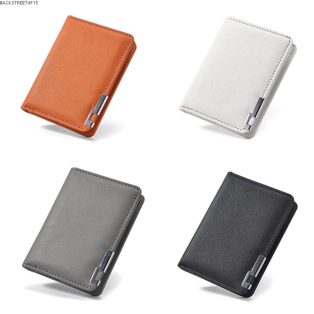 BACKSTAGEEET4FC3 Retro Mens Wallet, Two-Fold PU Leather Coin Purse, Minimalist Ultra Thin Orange Black Grey White Multi Pockets Credit Card