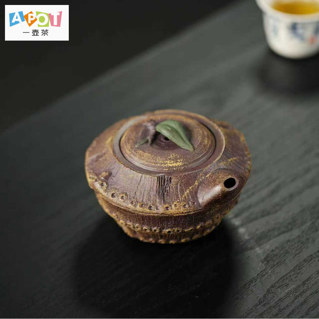 [A Pot of Tea] Yixing Purple Sand Hand-held Pot 180CC Creative Bionic Slub Pot Tea Set Purple Sand P