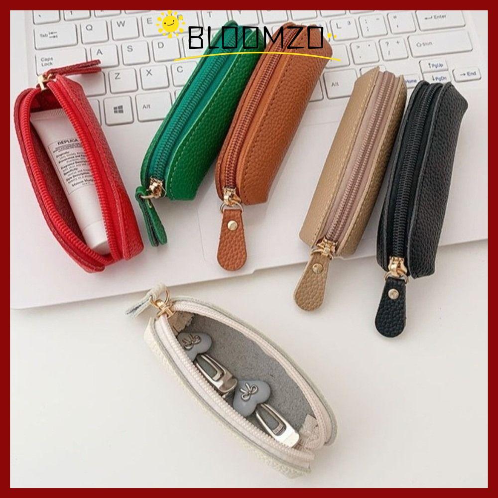 BLOOMZO Mini Wallet, Cowhide Compact Design กระเป๋าเหรียญ,อุปกรณ์เสริมแฟชั่นแบบพกพาซิปปิด PU หนังซิปกระเป๋าเงินเหรียญส่วนบุคคลใช้