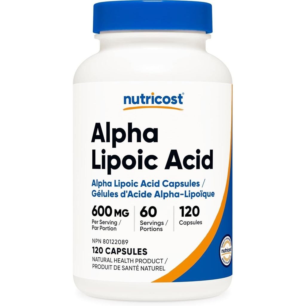 Nutricost Alpha Lipoic Acid 600 มก. ต่อเสิร์ฟ 120 แคปซูล 60 เสิร์ฟพืชหมวก NonGMO