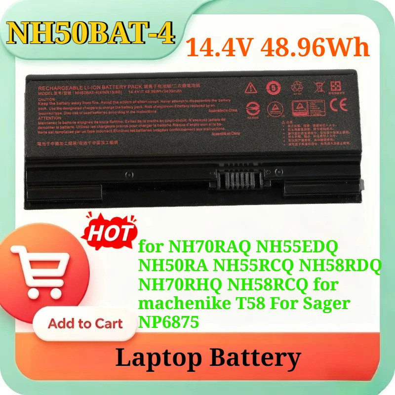 14.4V 48.96Wh NH50BAT-4 แบตเตอรี่สําหรับ NH70RAQ NH55EDQ NH50RA NH55RCQ NH58RDQ NH70RHQ NH58RCQ สําห
