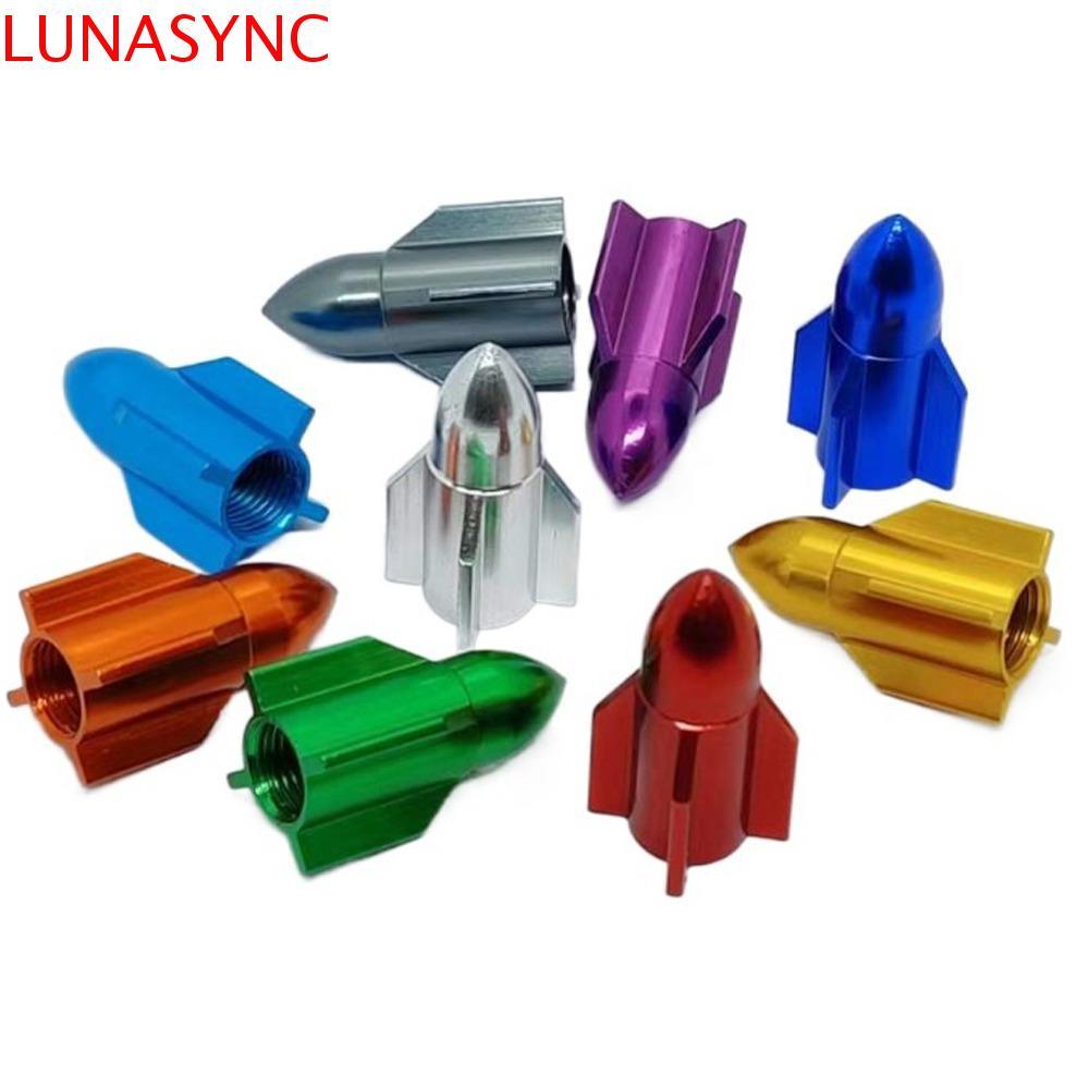 LUNASYNC รถจักรยานยนต์ Air Dust Cap, Rocket Shape Multicolor ยางรถยนต์ฝาครอบวาล์ว,วาล์ว Tyre Stem Air Caps อลูมิเนียม Universal กันฝุ่นอลูมิเนียมยางวาล์ว Stem Caps จักรยาน