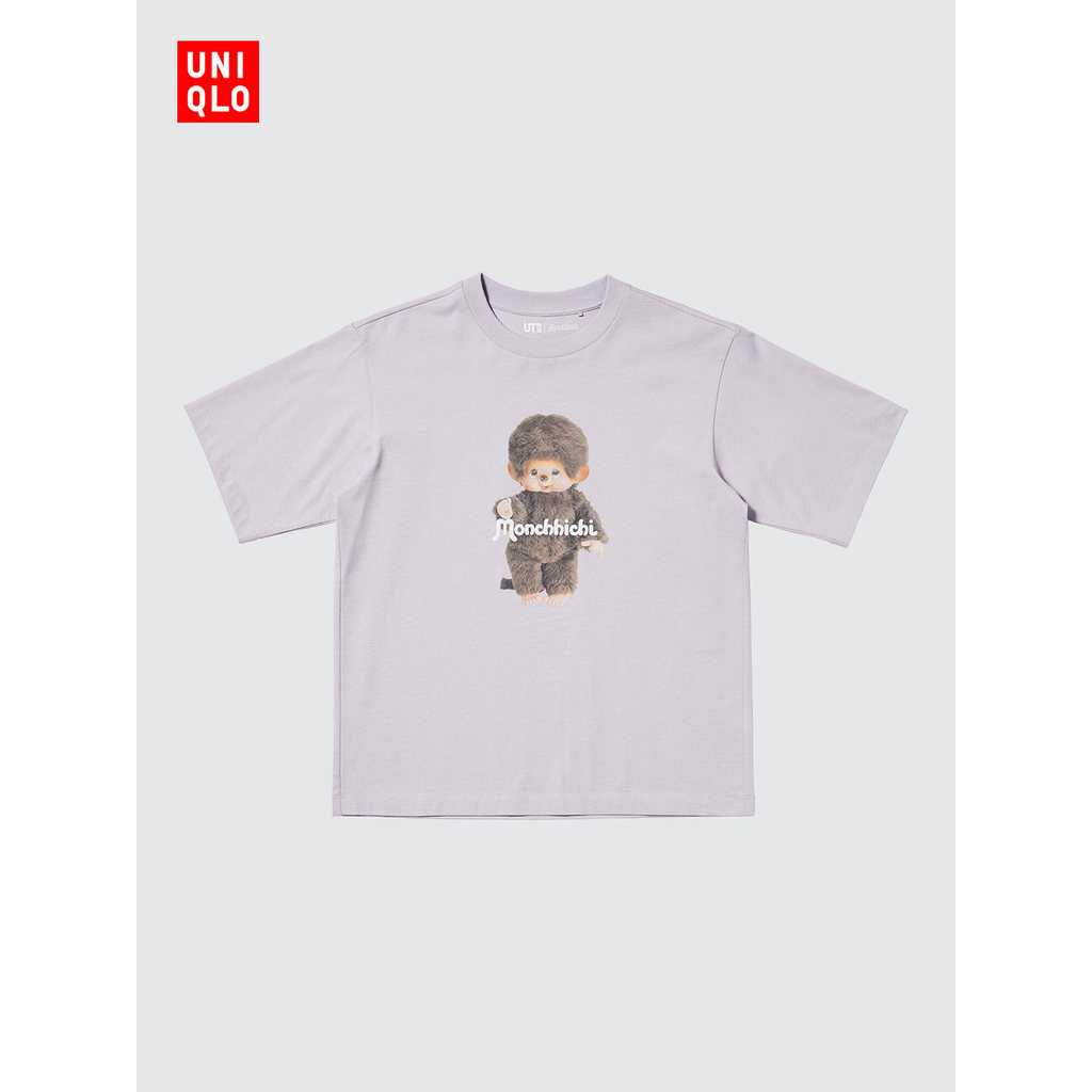 Um * ploi  เสื้อยืดพิมพ์ลาย Monchhichi สําหรับผู้หญิง/เสื้อยืดแขนสั้น 34234