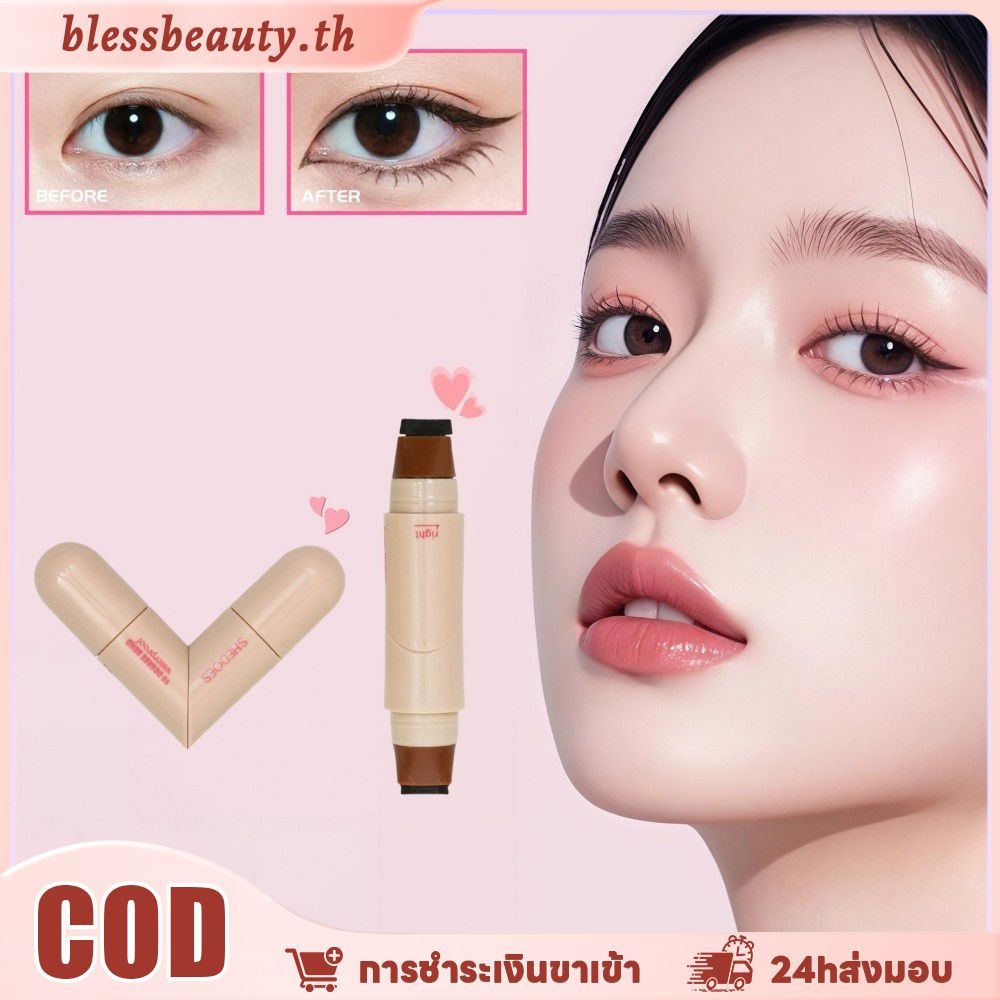 HOSCORN Dual-Ended Eyeliner Stamp (Inner and Outer Circle) - ใช้งานง่าย กันน้ํา ติดทนนาน และทนต่อการซีดจาง เครื่องมือแต่งหน้าสําหรับผู้เริ่มต้น! รวมอายไลเนอร์หมุนได้ เซนต์