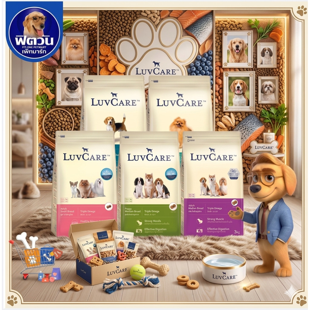 LuvCare อาหารสุนัขสำหรับสุนัขพันธุ์เล็กและพันธุ์กลาง (ลูกสุนัขและสุนัขโต) ขนาด 9 กิโลกรัม***ความน่าก