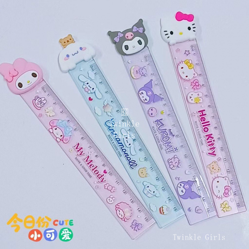 Sanrio Kuromi My Melody Cinnamoroll ไม้บรรทัด 15 ซม.น่ารักการ์ตูนตรงไม้บรรทัดสําหรับเด็กอุปกรณ์การเรียนเครื่องเขียนรางวัลนักเรียนของขวัญวันเกิด