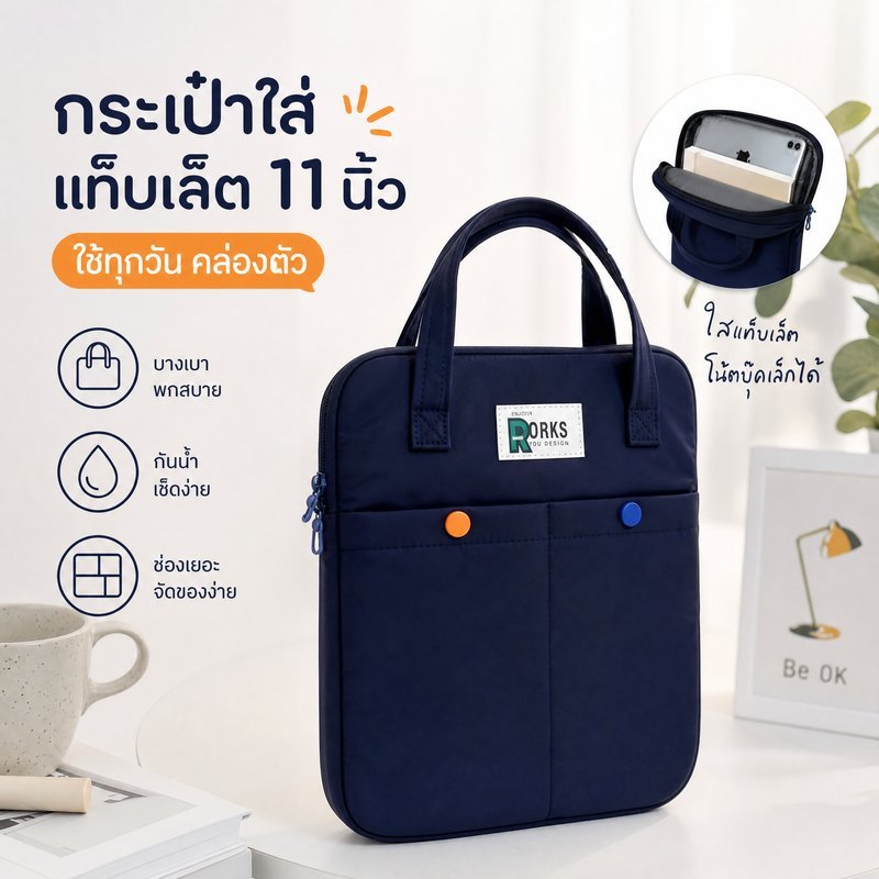 กระเป๋าแท็บเล็ต 11 นิ้ว ซองแท็บเล็ต กันน้ำ ไนลอน กันกระแทก หูหิ้ว ช่องหน้า ล็อคพกพา iPad