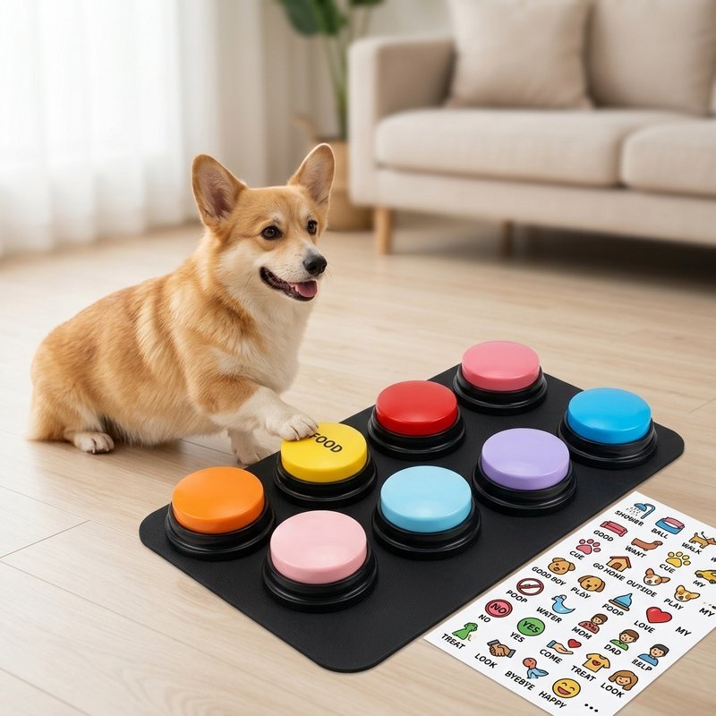 Pet Training Bell Button เครื่องบันทึกเสียง Interactive Mainan Butang ABS Sound Box Kucing Anjing