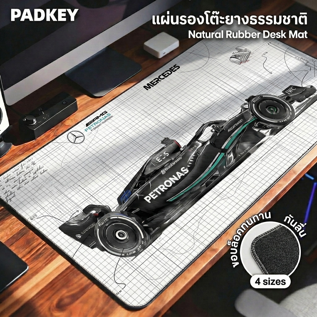 F1 แผ่นรองเมาส์แข่งขนาดใหญ่ | กันลื่น | 90x40 ซม. | XXL | จัดส่งจากไทย | ลาย F1