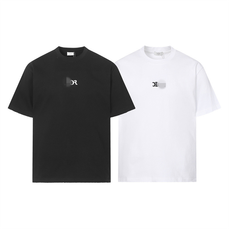 High-end Trend ผู้ชายและผู้หญิงผ้าฝ้ายเสื้อยืดสามมิติระบุตัวอักษรเย็บปักถักร้อยเสื้อAll-Matchแขนสั้นUnisex