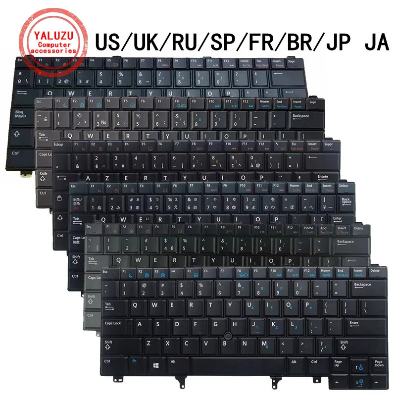 US/UK/RU/SP/FR/BR/JP JA แป้นพิมพ์แล็ปท็อปสําหรับ Dell Latitude E6420 E5420 E5430 E6220 E6320 E6330 E
