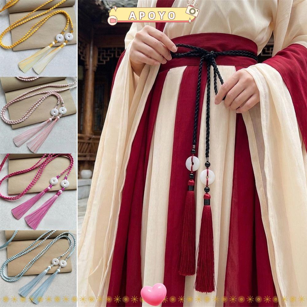อาโปโย ฮันฟู เข็มขัดผูกเอว, สไตล์จีนทอมือหนึ่งจี้เชือกเอว, สายเอวพู่แบบดั้งเดิมย้อนยุคสําหรับผู้ชายผู้หญิง