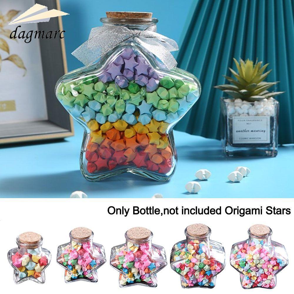 DAGMARC Wishing Bottle, Craft Origami Stars Glass Bottles, Creative Stars Shape Glass Jars Home