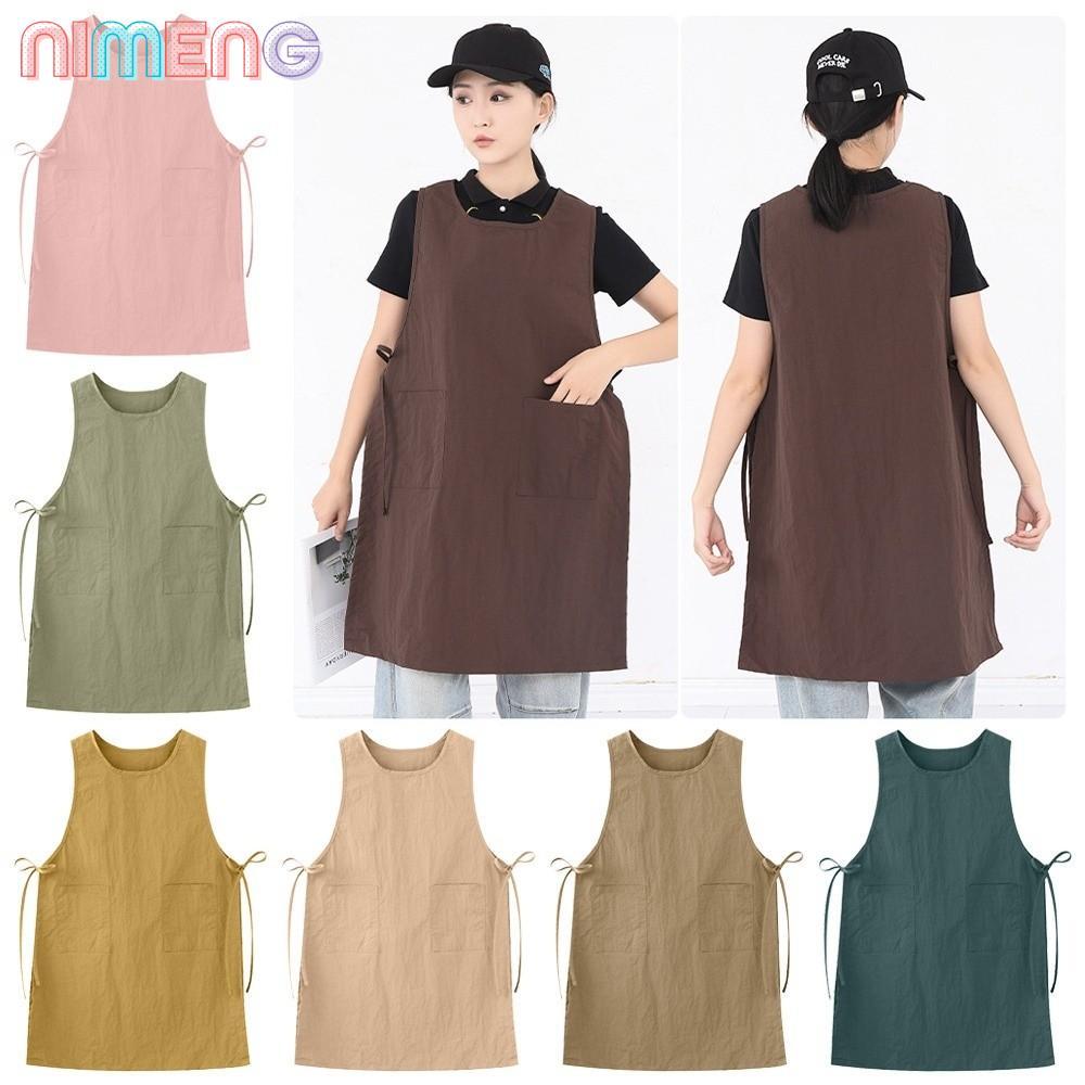 นิกซ์ ผ้ากันเปื้อนครัว,สีทึบป้องกันสกปรกเสื้อกั๊กยาว,แฟชั่นอเนกประสงค์กันน้ําสไตล์ญี่ปุ่นร้านทําเล็บความงามผ้ากันเปื้อน
