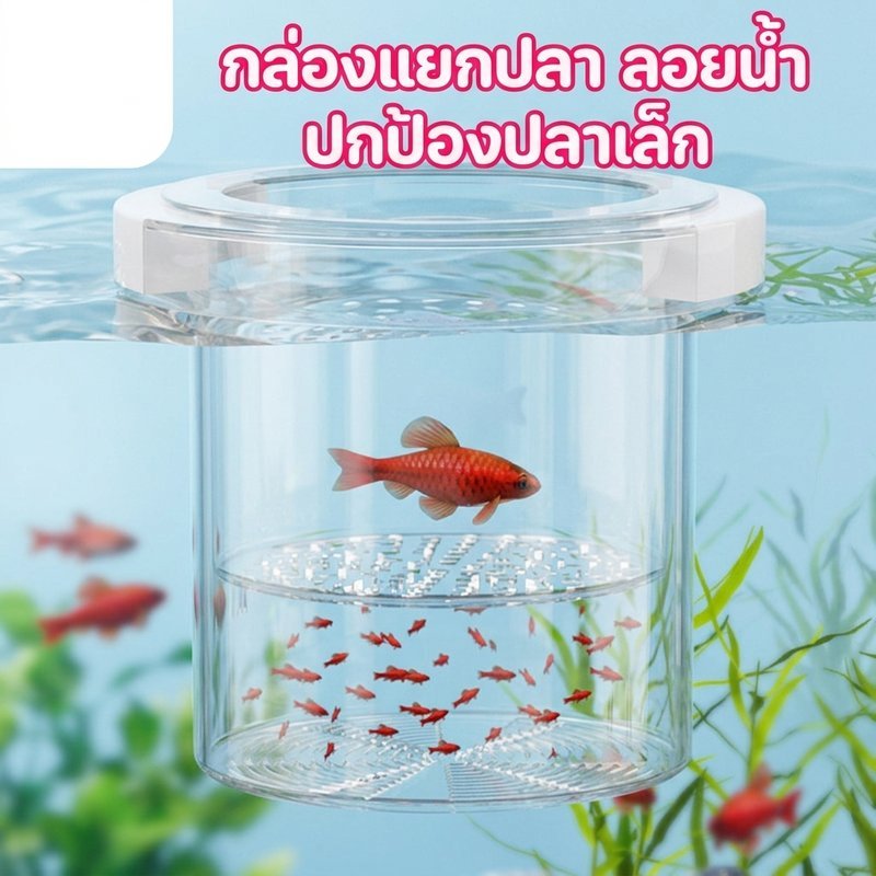 กล่องแยกปลา ลอยผิวน้ำ ป้องกันปลาอ่อน ป้องกันไข่ปลา แยกปลาป่วย แยกปลาก่อกวน เพิ่มอัตรารอดชีวิต