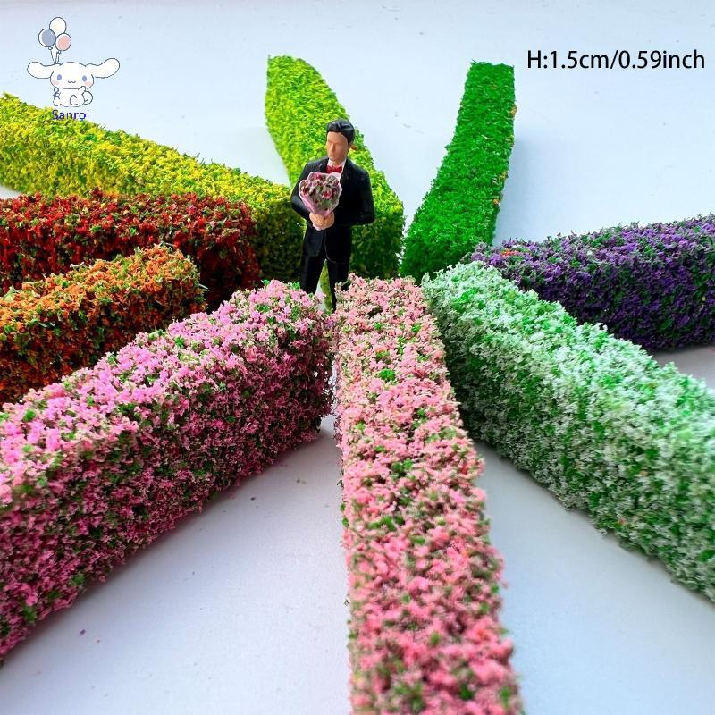 [San] 2 ชิ้นจําลอง DIY วัสดุหญ้ารั้วไม้พุ่มแถบสีเขียวทรายตาราง Miniature รุ่นสําหรับกลางแจ้งในร่มอาคาร Diorama POP