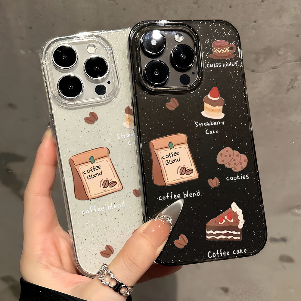 ✨จัดส่งฟรีในพื้นที่✨Yummy Afternoon Tea Glitterเคสโทรศัพท์สำหรับiPhone 16 15 14 13 78PLUS PRO PROMAX XR XS