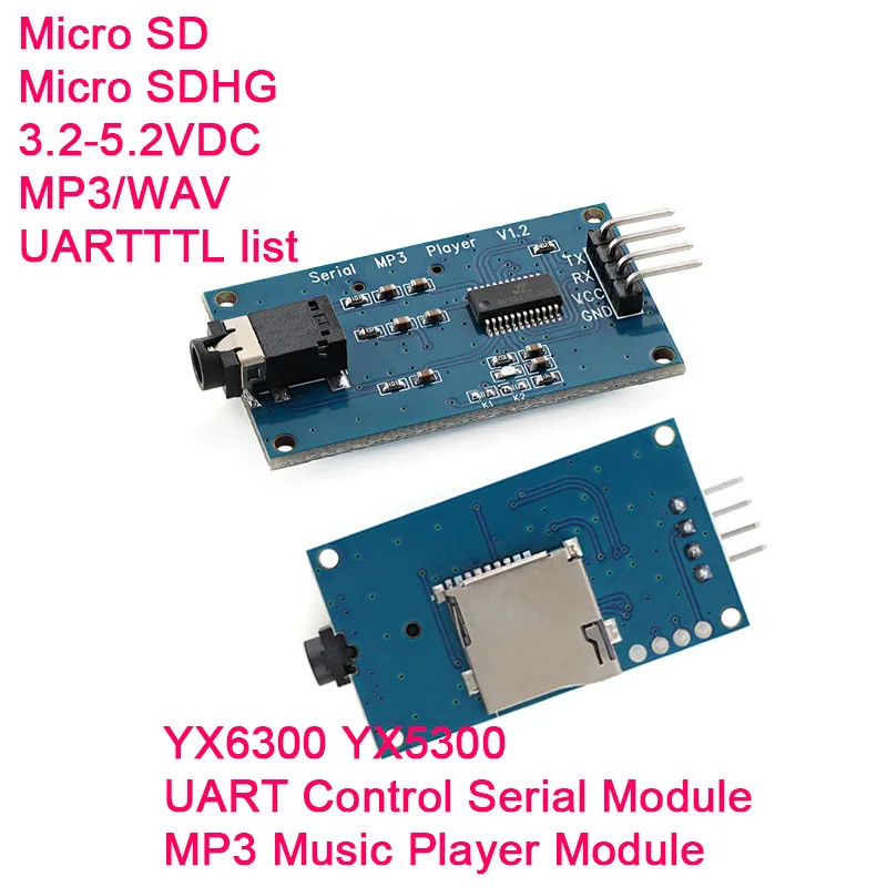YX6300 YX5300 UART ควบคุมโมดูลอนุกรม MP3 เครื่องเล่นเพลงโมดูลสําหรับ Arduino/AVR/ARM/PIC CF