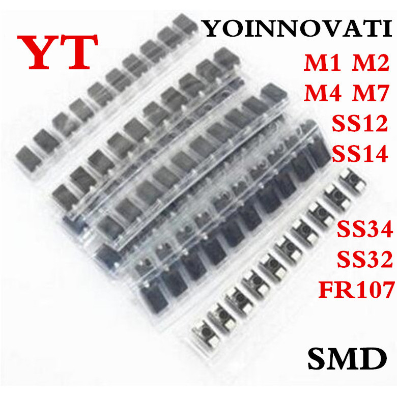 9Kidds x 20pcs= 180 ชิ้น/ล็อต แพ็คเกจไดโอด SMD / M1 M2 M4 M7 SS12 SS14 SS34 SS32 FR107 คุณภาพดีที่สุ