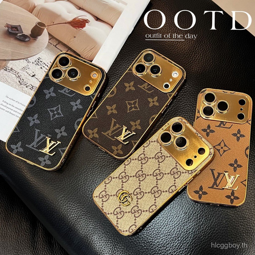 เคสไอโฟน ลายคลาสสิกสไตล์หรูหรา ขอบชุบทองกันกระแทก ป้องกันกล้องครบ สำหรับ iPhone 17 16 15 14 13 12 Pr
