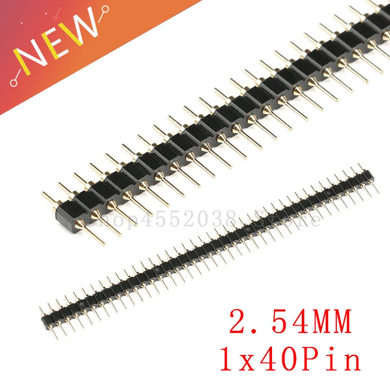 2 ชิ้น 40Pin Connector Header รอบเข็มชุบทอง 1x40 Golden Pin แถวเดียวชาย 2.54 มิลลิเมตร Breakable Pin