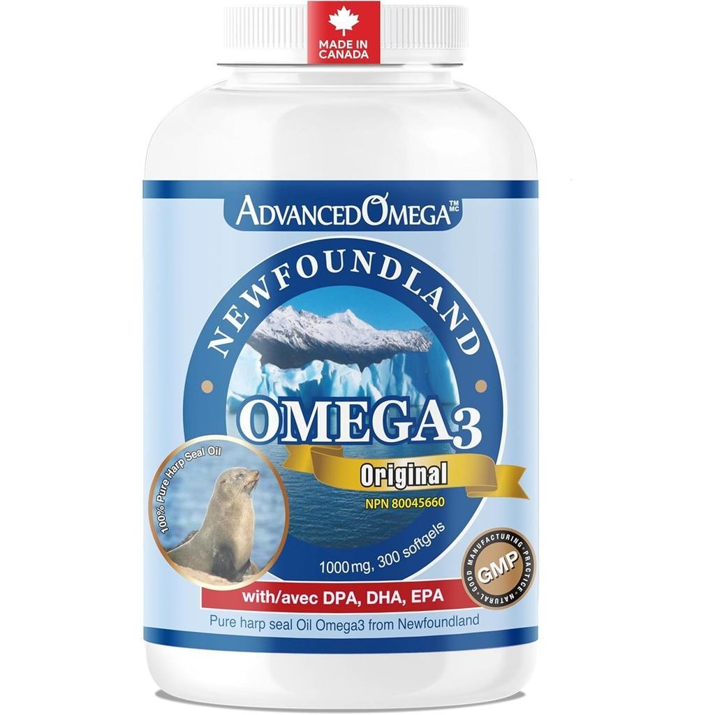 Seal Oil 1000MG (300 Count), Canadian Newfoundland Harp Seal Omega-3 อาหารเสริม Non-GMO ปราศจากกลูเต
