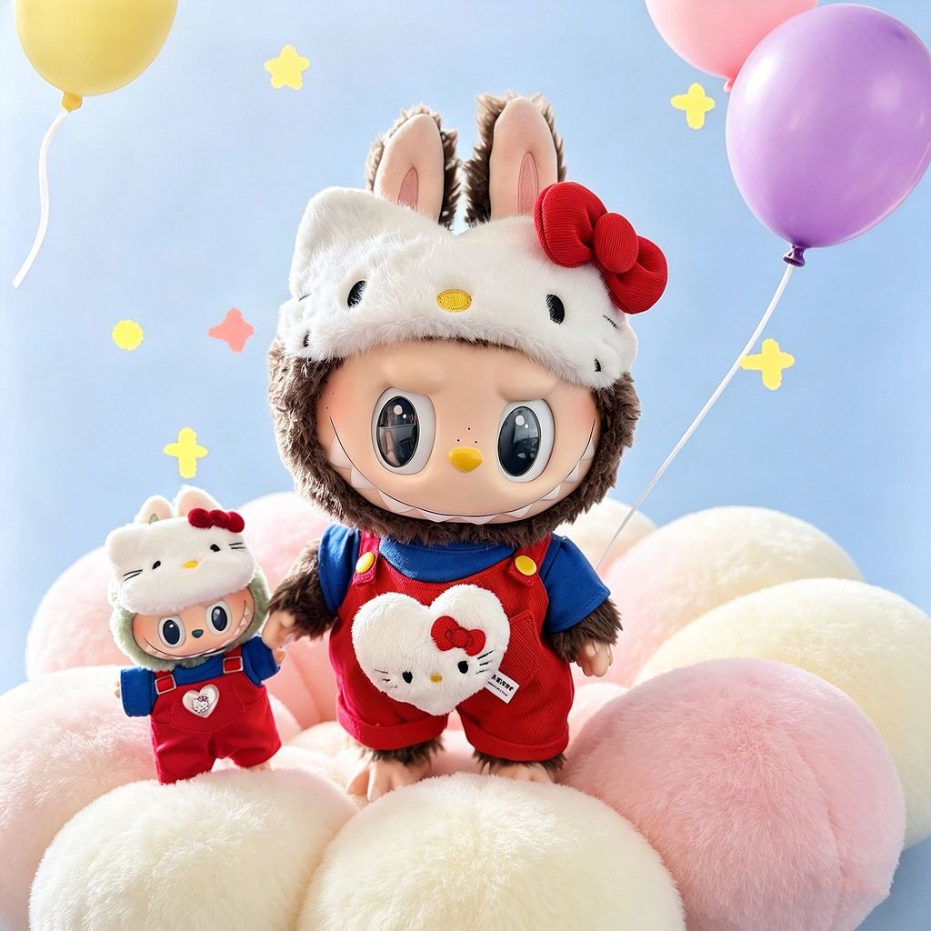 38 ซม.labubu Overalls เสื้อผ้าเด็ก hellokity Eye Mask 58 ซม. Big Leader เสื้อผ้า labu ชุด 4.29-70