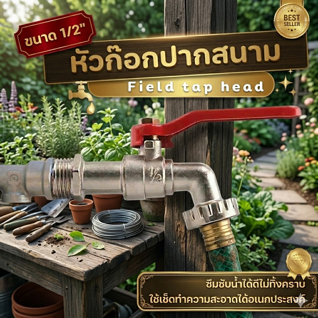 ก๊อกสนาม 1/2 นิ้ว 4หุน  หัวก๊อกปากสนาม ก๊อกบอลสนาม คุณภาพได้มาตรฐาน แข็งแรง ทนทาน