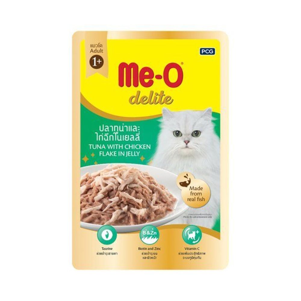 มีโอดีไลท์ เพาซ์ ทูน่าไก่ฉีกในเยลลี่ 70ก MEO DELITE POUCH TUNA CHICKEN JELLY 70G