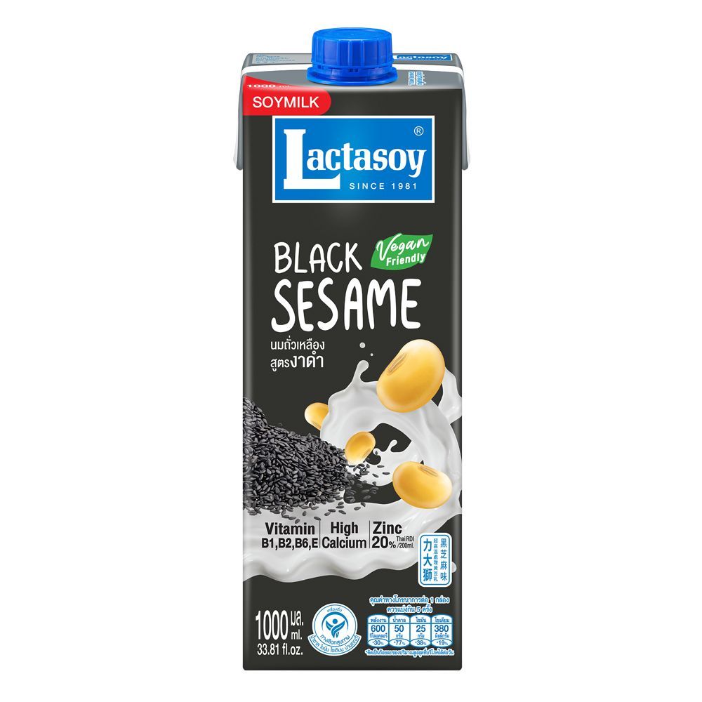 [สินค้าส่งด่วน] แลคตาซอยนมถั่วเหลืองผสมงาดำ 1000 มล. LACTASOY UHT BLACK SESAME 1000 ML.