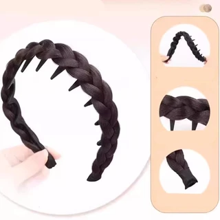 (จัดส่งในพื้นที่ 24 ชั่วโมง)วิกผมที่คาดผมถักธรรมชาติพร้อมอุปกรณ์เสริมชิ้นเดียวสังเคราะห์ฟันสําหรับผู้หญิง