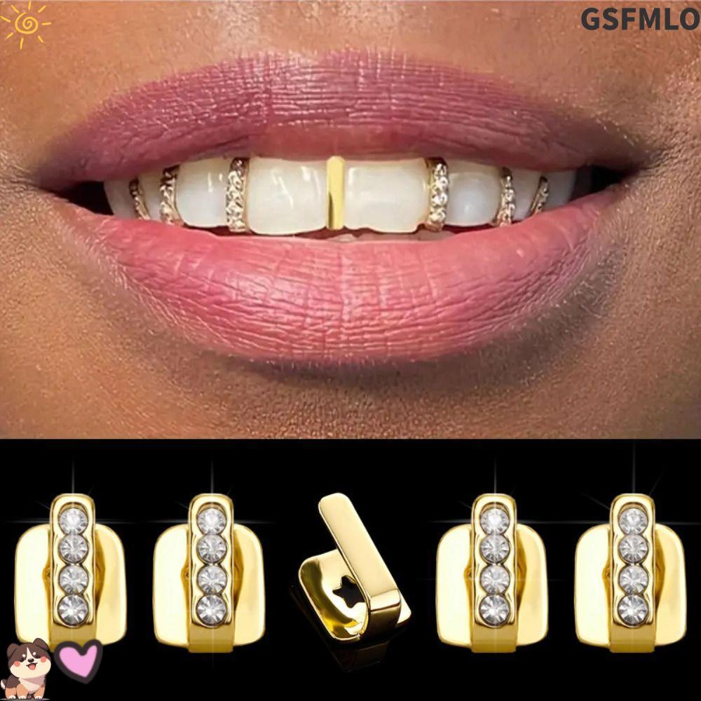 GSFMLO 3 ชิ้น Grillz, เงาเพทาย Hollow Hip Hop ฟัน Grillz, Rhinestone ฟันเครื่องประดับผู้หญิงผู้ชาย