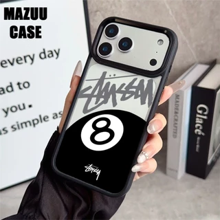 เคสไอโฟน TPU ขอบดำ หลังแข็งใส กันกระแทก ลายลูกบิลเลียด 8 และกราฟฟิตี้สไตล์สตรีท สำหรับ iPhone 17 16 15 14 13 12 11 Pro M