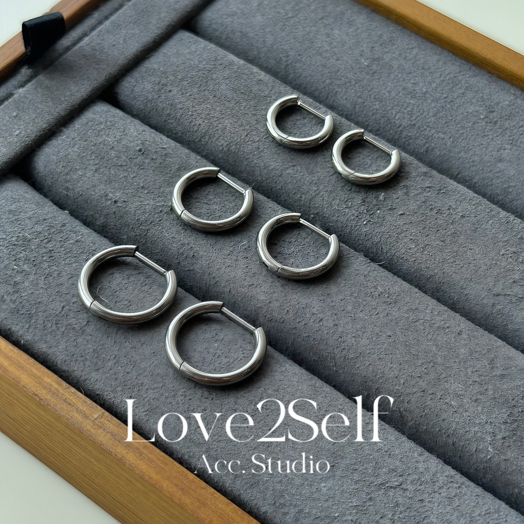 Love2selfE318 ผู้หญิง Unisex Huggie Hoop ต่างหูสแตนเลส Tarnish ฟรี Hypoallergenic กันน้ํา 8/10/12 มม.สวมใส่ทุกวันอุปกรณ์เสริม