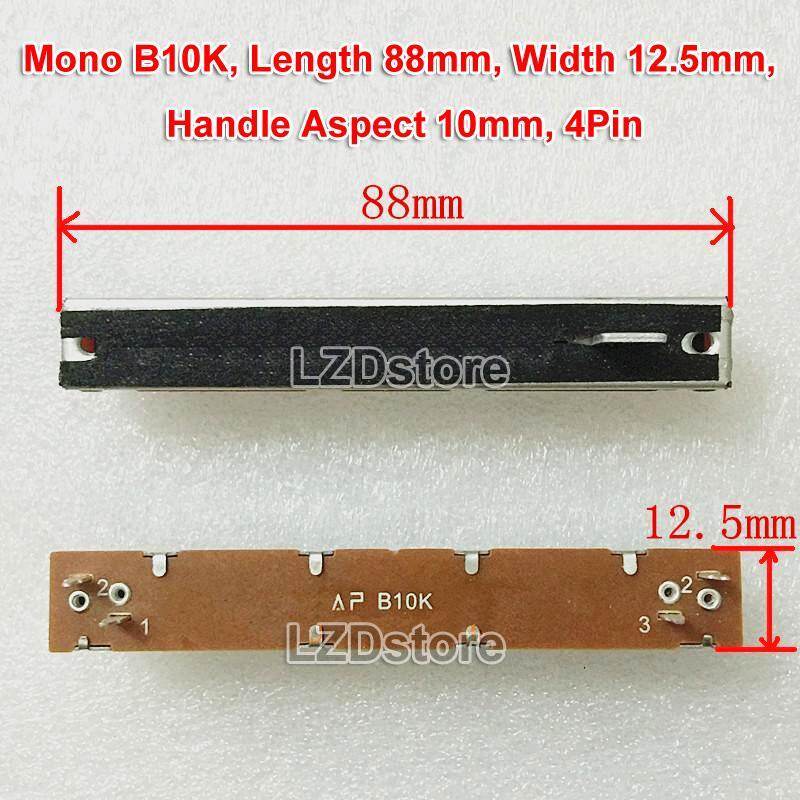 5 ชิ้น/ล็อต 88 มม.Fader สไลด์เลื่อน Potentiometer Mono A10K B10K A103 B103 จับ Aspect 10 มม.4Pin