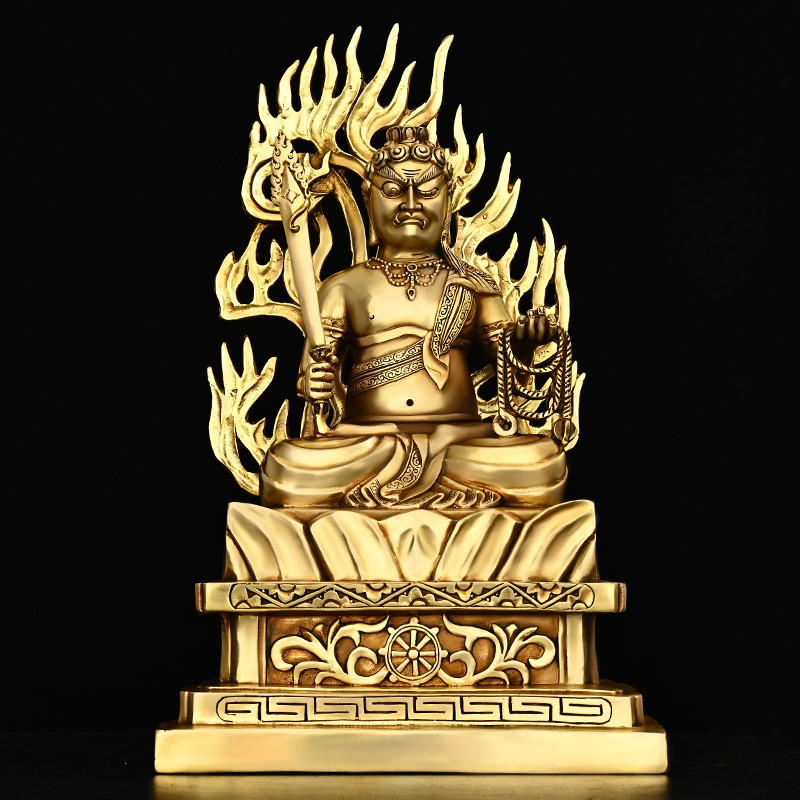 Fudo King พระพุทธรูปเครื่องประดับทองแดงบริสุทธิ์ Fudo รูปปั้นพระโพธิสัตว์ในครัวเรือน Study รูปปั้น F