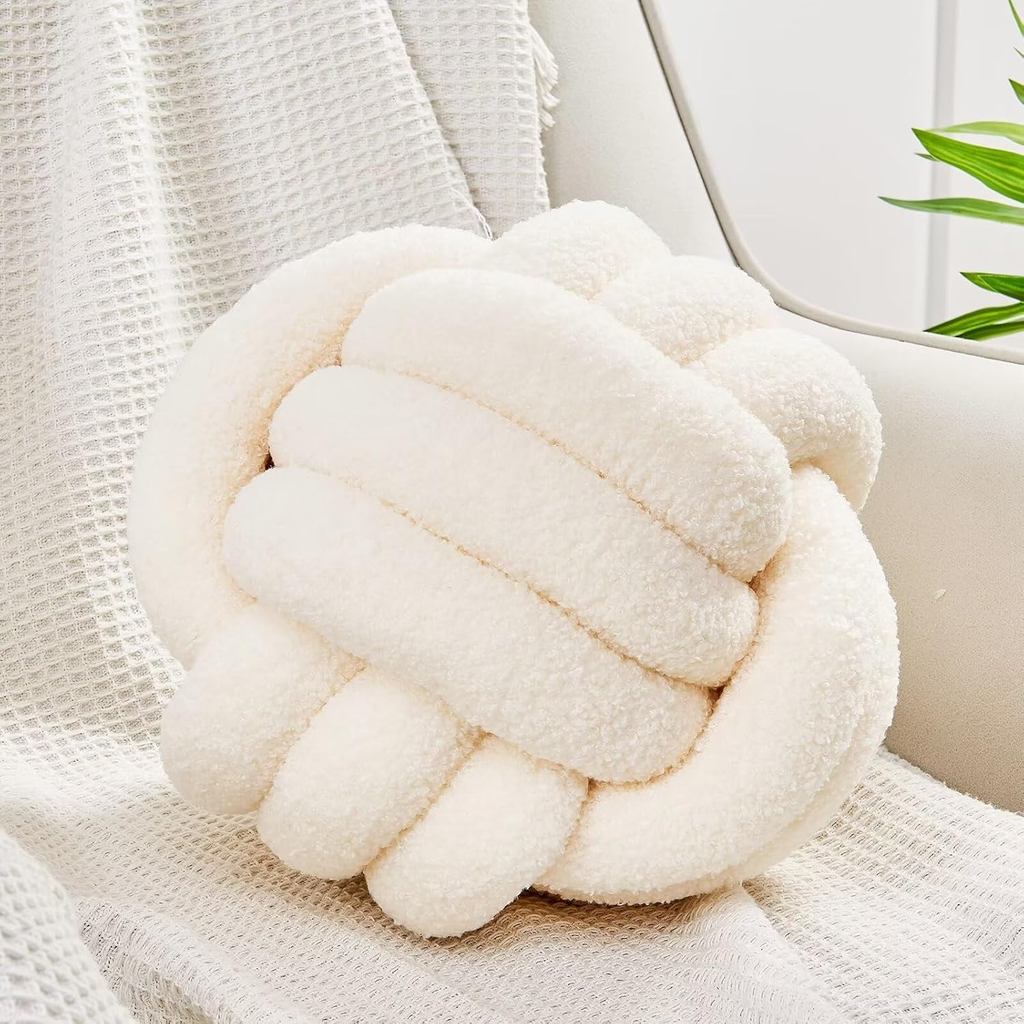 Uvvyui Knot Pillow Ball, Soft Home Decorative Round Throw Pillow, Handmade Knotted Plush Pillow Cush