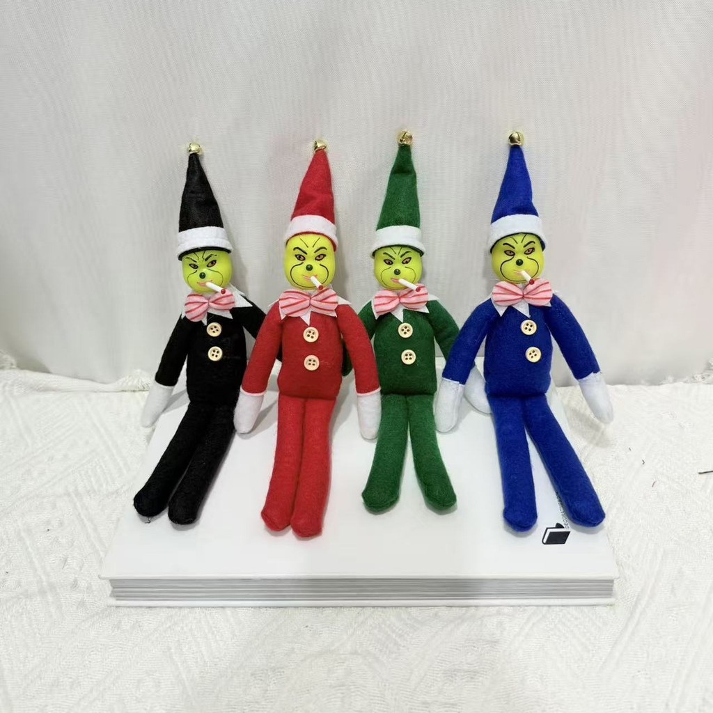 Grinch grinch คริสต์มาสมอนสเตอร์สีเขียวของเล่นตุ๊กตาสีเขียวตุ๊กตาตุ๊กตาชั้นวางหนังสือเครื่องประดับ