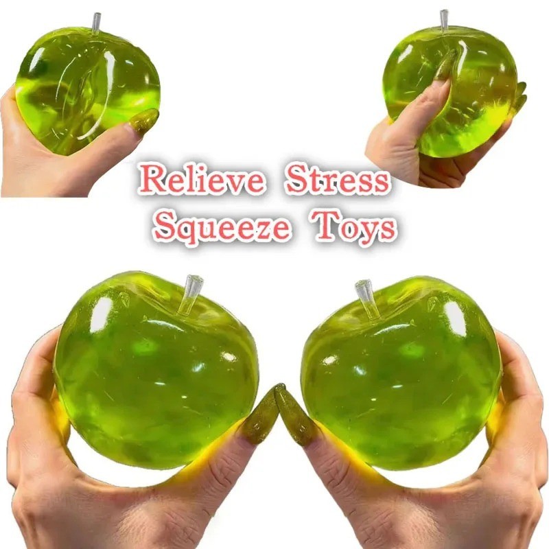 Squishy สีเขียว Apple Stress Ball Fidget Sensory ของเล่นสําหรับ ADHD ออทิสติกช้า Rebound Squeeze ของเล่นสําหรับเด็กผู้ใหญ่ Decompression ของขวัญ