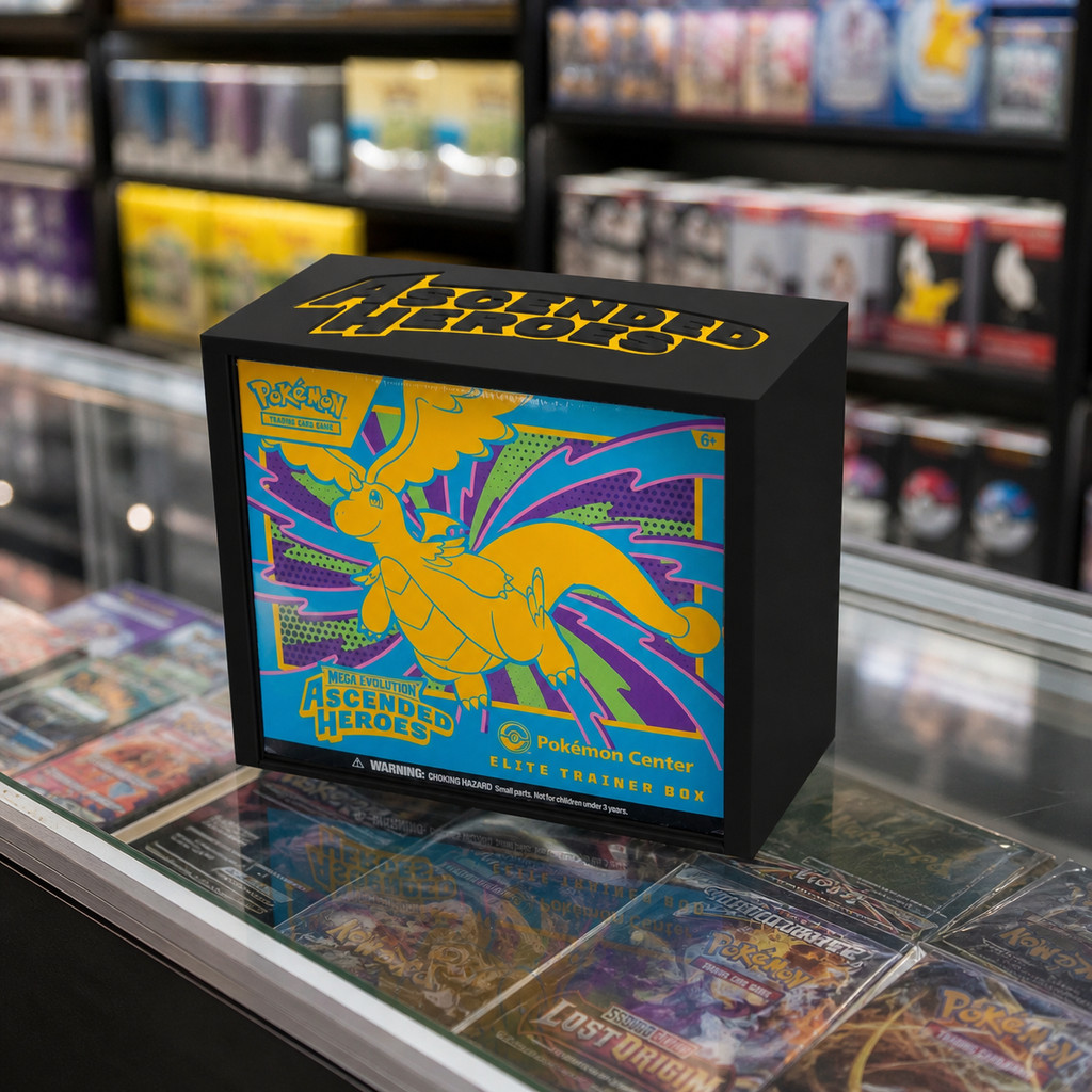 Ascended Heroes Custom 3D พิมพ์ Pokemon ETB กันฝุ่นกรณี ETB และ Pokemon Centre Display Casing