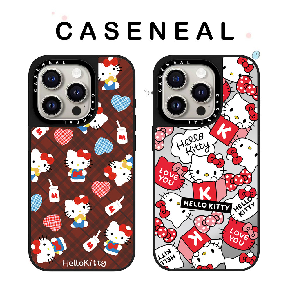 CASENEAL Graffiti Red Kitty คุณภาพสูงกระจกเคสโทรศัพท์เหมาะสําหรับiPhone 17ProMax 17pro 17 air 16promax 16 15promax 15 14promax 13 13Promaxแฟชั่นAnti Drop Hard Case