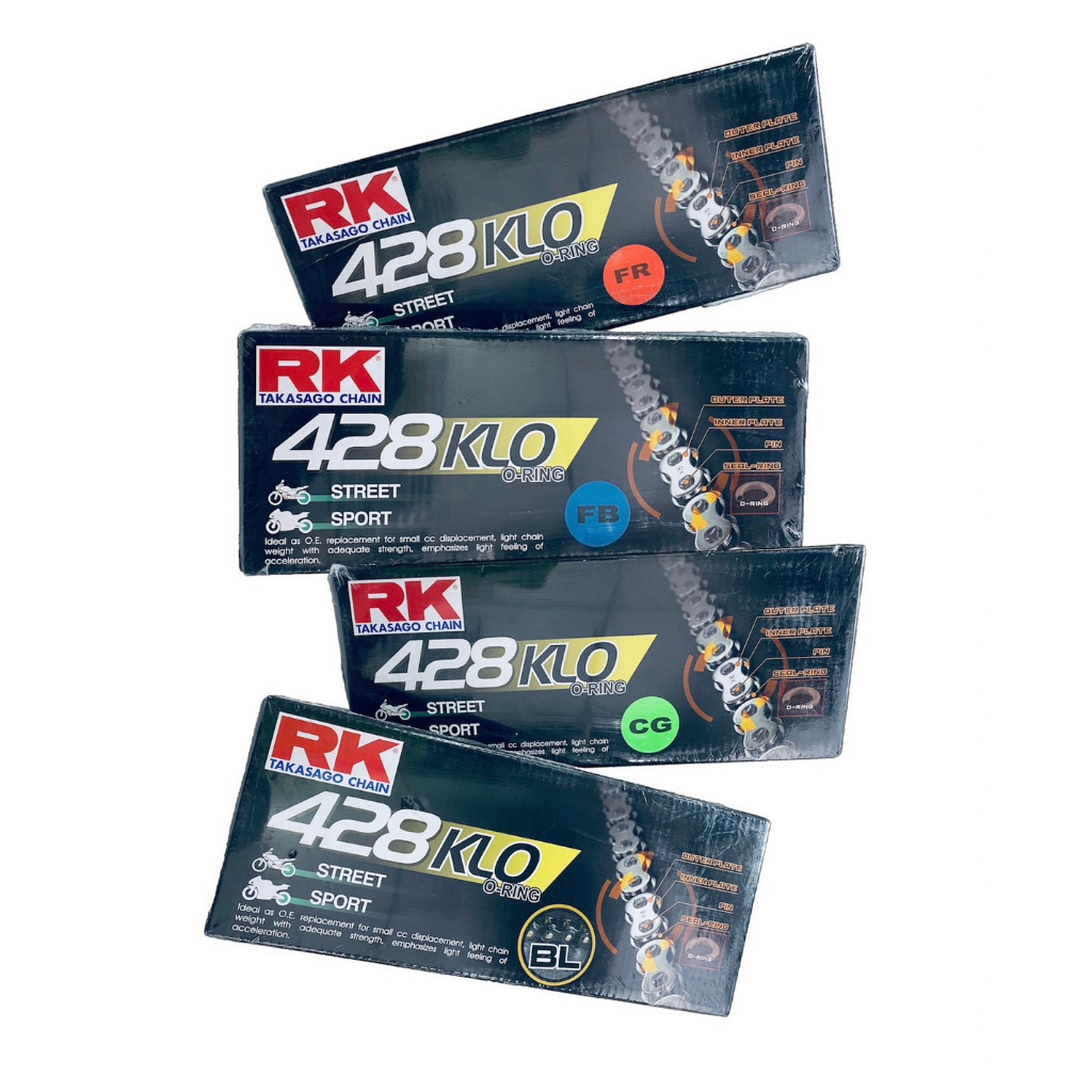 RK โซ่ 428KLO  132L โซ่ O-Ring 4 สี น้ำเงิน FB 428KLO/แดง FR 428KLO/ดำ BL 428KLO เขียว CG 428KLO