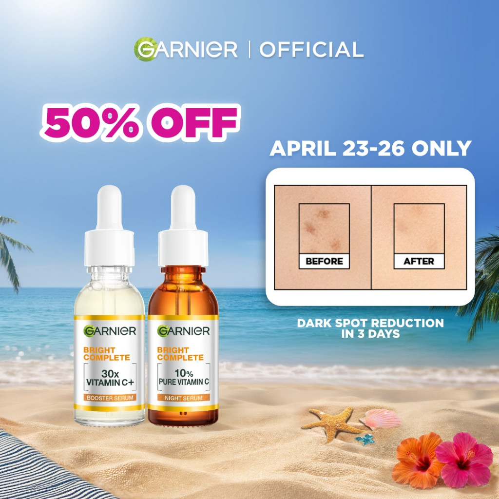 Garnier Vitamin C 24HR Power Duo: Niacinamide Serum(30ml) & 10% Pure Vitamin C Overnight Serum(30ml)