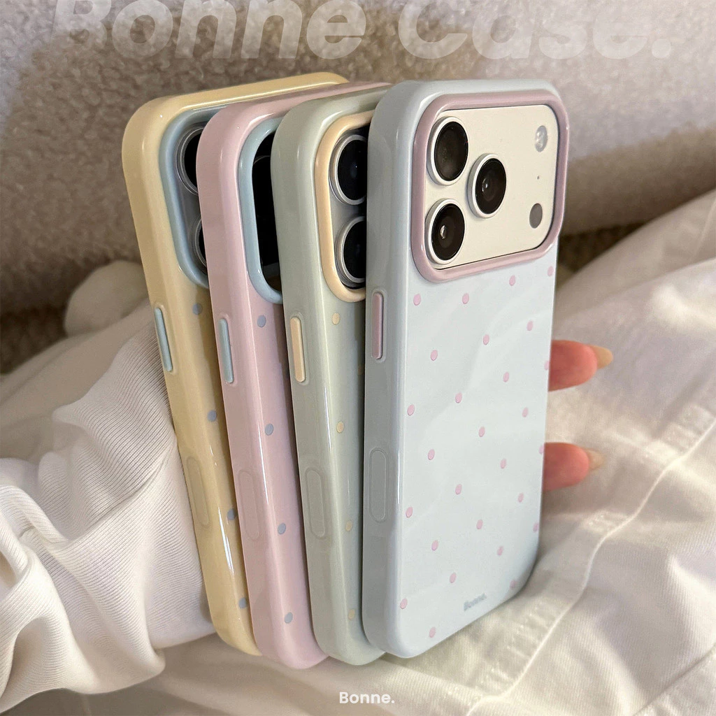 Ins Wind Contrasting Color Polka Dots Apple 17 เคสโทรศัพท์มือถือ Iphone16pro Anti-drop 15 Macaron 14 ปกอ่อน 13 ใช้งานได้
